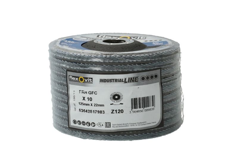 Flexovit Industrial Line lamellrondell konisk K120 125 x 22 mm – 10 stk