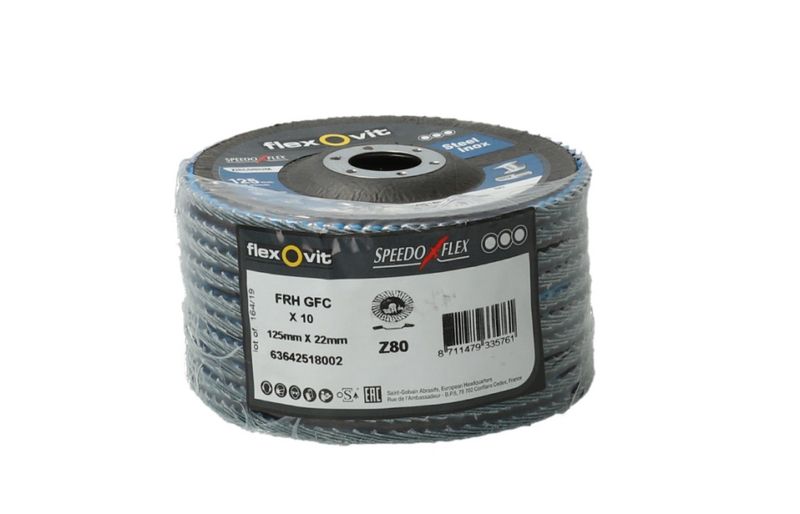 Flexovit Speedoflex lamellrondell konisk K80 125 x 22,23 mm – 10 stk